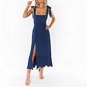 levne Šaty na promoci-Dámské Dlouhé šaty Maxi šaty Šaty na promoci Áčkové šaty Letní šaty Cami šaty Elegantní stylové Dovolená Denní Rande Běžný Bez vzoru Bez rukávů Hranatý Černá Bílá Světle zelená Světlá růžová Léto