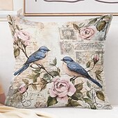 levne květinový a rostlinný styl-1 ks Polyester Polštářový potah, Zvíře stromy a listí rustikální design Pastýřský Obdélníkový Tradiční Klasický