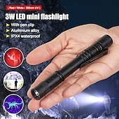 abordables Linternas-Linterna ultravioleta multifunción de 6 piezas, linternas de luz negra para exteriores a prueba de agua y caminos con función de iluminación, violeta 3,2 V 3 W para patio de camping en piscina