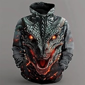 abordables sudaderas con capucha 3d para hombre-Hombre Dragón Sudaderas Sudadera Abrigos Sudadera con capucha Cuello Barco Fresco Impresión 3D Discoteca Ropa de calle Negro Correa Otoño Invierno Diseñador