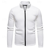 cheap Casual Jackets-Men&#039;s Lightweight Jacket Summer Jacket Casual Jacket Vacation Daily Warm Pocket Fall &amp; Winter Plain Fashion Classic Stand Collar Regular Black White Light Grey Dark Gray Jacket