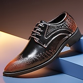 economico Formale-scarpe eleganti da uomo oxford nere e marroni con texture coccodrillo - scarpe formali in similpelle per lavoro, matrimoni e feste