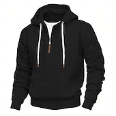 cheap Basic Hoodies-Men&#039;s Hoodie Quarter Zip Hoodie Black White Red Navy Blue Khaki Hooded Plain Sports &amp; Outdoor Daily Holiday Streetwear Cool Casual Spring &amp;  Fall Clothing Apparel Hoodies Sweatshirts
