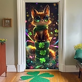 abordables Día de San Patricio-Decoraciones para puertas del día de San Patricio, cubiertas para puertas, tréboles, tapiz de puerta de arco iris, cortina de puerta, decoración, telón de fondo, pancarta para puerta de