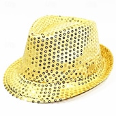 halpa Fedora hattu-Miesten Kentucky Derby -hattu Aurinkohattu Juhlahattu Keltainen Rubiini Polyesteri Paljetti Muoti Vapaa-aika Päivittäin Pyhän Patrickin päivä Yhtenäinen väri Aurinkovoide Hengittävä