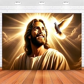 cheap Religious Tapestry-Hanging Tapestry Jesus Wall Art Large Tapestry Mural Decor Photograph Backdrop Blanket Curtain Home Bedroom Living Room Decoration