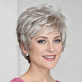 cheap Older Wigs-Classic Short Wig with Enviable Volume and Textured Layers / Multi-Tonal Shades of Blonde