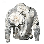 economico Camicia in Raso da Uomo-Per uomo Floreale Fiori Camicia in raso Camicie Camicia con bottoni Manica lunga Moda Casual Da mare Evento Ricevimento di matrimonio Estate Primavera Collo ripiegabile Camicie con colletto Stampa 3D