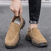 abordables Zapatos Casuales Slip-On-Men's Slip-On Suede Outdoor Shoes – Breathable Lightweight Design with Non-Slip Sole for Hiking, Travel and Casual Wear