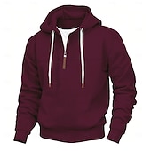 cheap Basic Hoodies-Men&#039;s Hoodie Quarter Zip Hoodie Black White Red Navy Blue Khaki Hooded Plain Sports &amp; Outdoor Daily Holiday Streetwear Cool Casual Spring &amp;  Fall Clothing Apparel Hoodies Sweatshirts