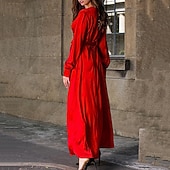 tanie Wakacyjne sukienki-Damskie Sukienka maxi Sukienka rozkloszowana Sukienki w stylu boho Elegancki Seksowny Boho Urlop Codzienny Randka Regularny Równina Bez rękawów W serek Żółty Czerwony Zielony Lato