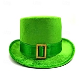 billige Fedora hatt-Herre Kentucky Derby Hat Solhatt Fest hatt Svart Grønn Grønn polyester Spenne Mote Fritid Daglig Saint Patricks dag Helfarge Solkrem Pustende