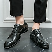levne Formální-pánské hnědé oxfordky z umělé kůže – klasický brogue design se zapínáním na šněrování pro formální obchodní a svatební příležitosti