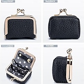 cheap Jewelry &amp; Cosmetic Storage-Genuine Leather Mini Jewelry Box, Portable Vintage-inspired Genuine Leather Coin Purse Jewelry Case with Kiss Lock, Mini Travel Ring Box for Women for Earring/Ring/Necklace/Bracelet