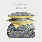 abordables 100% Coton-Ensemble de housse de couette 100% coton, ensemble de literie à motif de plumes de paon, ensemble de literie de luxe doux 3 pièces, décoration d&#039;intérieur, literie au crépuscule, cadeau pour roi et