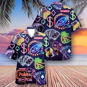 preiswerte Retro Vintage Druck-Herren Bunt Lampen Hemd Sommer Hawaiihemd Alohahemd Kurze Ärmel Hemd Umlegekragen Tropisch Streetwear Hawaiianisch Party Täglich Hawaiianisch Schwarz Blau Purpur S M L