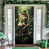 cheap Saint Patrick's Day-Saint Patrick's Day Door Decorations Door Covers Shamrock Gold Coins Door Tapestry Door Curtain Decoration Backdrop Indoor/Outdoor Door Banner for Front Door Farmhouse