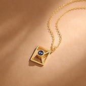 baratos Para mulheres-Colar de Projeção de Foto Personalizado - O Melhor Presente para Mãe – Pingente em Forma de Envelope com Pedra de Projeção Preta Presente Perfeito de Casamento ou Ocasião Especial