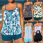 economico Surfing Tankinis &amp; Bikinis-Per donna Tankini Costume da bagno a due pezzi Costumi da bagno Costumi da bagno Nero Blu Traspirante Asciugatura rapida Leggero Senza maniche - Nuoto Surf Spiaggia Estate Primavera Plus Size