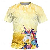 tanie 3D kreskówka dziewczyny-Dla dziewczynek 3D Graficzny Jednorożec Podkoszulek T-shirt Krótki rękaw Lato Wiosna Moda Podstawowy Dzieci 4-12 lat Półgolf Na zewnątrz Codzienny Regularny