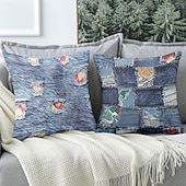 tanie Styl vintage-vintage dekoracyjne poszewki na poduszki 1 szt. denim patch miękka kwadratowa poszewka na poduszkę na kanapę poszewka na poduszkę do sypialni salon sofa krzesło