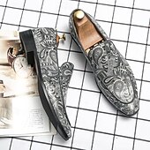 baratos Mocassins-mocassins masculinos de couro sintético com padrão paisley colorido – sapatos elegantes para ocasiões formais e casuais