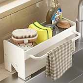 cheap Bath Hardware-Sink Sponge Holder, Countertop Draining Rack, Freestanding Storage Organizer for Sponges, Dishcloths, and Scrubbers in Bathroom or Kitchen