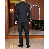preiswerte Herren Klassische Blazer-Herren Abschlußfeier Set Blazer Geschäft Cocktailparty Hochzeitsfeier Mode Lässig Frühling &amp; Herbst Polyester Einfarbig Knöpfe Tasche Bequem Einreihig Blazer Schwarz Weiß