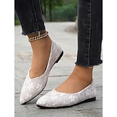 voordelige Platte damesschoenen-beige bloemenkanten puntige platte schoenen voor dames – elegante en comfortabele schoenen voor bruiloften en formele gelegenheden