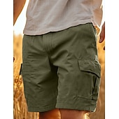 economico retrò-Per uomo Pantaloncini modello cargo Pantaloncini Pantaloncini di lino Pantaloncini estivi Pantaloncini da spiaggia Bottoni Multi tasca Gamba dritta Liscio Comfort Traspirante Breve Informale