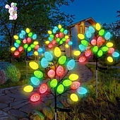abordables Lumières de pâques-Lampe solaire d&#039;extérieur en forme d&#039;œuf de Pâques - 20 LED pour cour, jardin et pelouse, décoration de vacances, 1 pièce