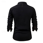 economico camicia da uomo con bottoni-Per uomo Camicia Camicia estiva Maglietta informale Camicia da spiaggia Camicia con bottoni Nero Blu Blu scuro Azzurro Manica lunga Liscio Bavero Da mare Hawaiano Tasche Abbigliamento Di tendenza