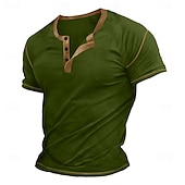 preiswerte Lässiges Henley-T-Shirt-Herren Henley Shirt T-Shirt Kurze Ärmel Glatt Raglanärmel Modisch Designer Basic Knopf hoch Henley Urlaub Strasse Ausgehen Sommer Dunkel Braun Marineblau Königliches Blau Henley T-Shirt