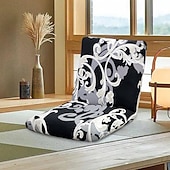 billige Spisestoltrekk-stretch foldegulv gaming stoltrekk uten stol, trykt justerbar gulv stol slipcover gulv lazy stoltrekk meditasjon lounge stol beskytter trekk