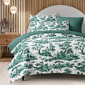 billiga 100% bomull-100% bomull påslakan set toile de jouy mönster täcke set mjukt 3-delat lyxigt sängset heminredning present kung drottning full storlek tre delar set