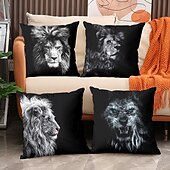 billige dyrestil-dyr dekorative kasteputer trekk 1 stk myk firkantet sofa putetrekk putetrekk for soverom stue sofa stol skummel løve