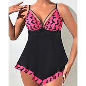 abordables Maillots une pièce et tankinis-Femme Tankini Maillot De Bain Deux Pièces Col en V Maillots de Bain Maillots de Bain Noir / Blanc Blanche Respirable Séchage rapide Poids Léger Sans Manches - Natation Surf Plage Eté Printemps Grande
