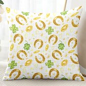 billiga geometrisk stil-saint patrick&#039;s day dekorativa slängkuddar överdrag 1 st grön irländsk mjuk fyrkantig soffa kuddfodral örngott för sovrum vardagsrum soffa stol