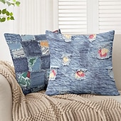 tanie Styl vintage-vintage dekoracyjne poszewki na poduszki 1 szt. denim patch miękka kwadratowa poszewka na poduszkę na kanapę poszewka na poduszkę do sypialni salon sofa krzesło