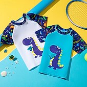 economico Costumi da bagno per bambini-Bambino Da ragazzo Costume da bagno Dinosauro Manica corta Girocollo Spiaggia Festività Bianco Estate Vestiti 4 anni +