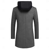 billiga Trenchcoat för män-Herr Vinterkappa Yllekappa Rock Trenchcoat Utomhus Dagliga kläder Höst vinter Polyester Vindtät jacka Ytterkläder Kläder Mode Streetwear Slät Huva Enkelknäppt med Ett Knapphål