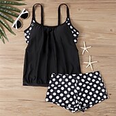 abordables Maillots une pièce et tankinis-Femme Tankini Maillot De Bain Deux Pièces Bretelles Croisées Maillots de Bain Tache Maillots de Bain Noir Rouge Respirable Séchage rapide Poids Léger Sans Manches - Natation Surf Plage Eté Printemps