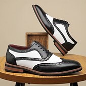 abordables Officiel-chaussures oxford en similicuir marron et blanc pour hommes – détails brogue à bout golf, chaussures habillées vintage pour mariages, affaires et occasions spéciales