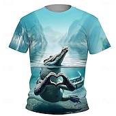 cheap Boy&#039;s 3D Animals-Boys 3D Graphic Animal Crocodile T shirt Tee Short Sleeve Summer Spring Fashion Basic Kids 4-12 Years Crew Neck Outdoor Casual Daily Regular Fit