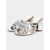 preiswerte Halbformell-Damen Metallic-Pantoletten in Pink mit Schleifendesign – glamouröse High Heels für Bräute