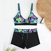 abordables Maillots une pièce et tankinis-Femme Tankini Maillot De Bain Deux Pièces Col en V Dos ouvert Maillots de Bain Maillots de Bain Noir Rose Claire Respirable Séchage rapide Poids Léger Sans Manches - Natation Surf Plage Eté Printemps
