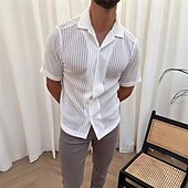 preiswerte Freizeithemden für Herren-Herren Hemd Sommerhemd Lässiges Hemd Knopfhemd Weiß Kurzarm Glatt Kragen Urlaub Täglich Bekleidung Modisch Brautkleider schlicht Komfortabel