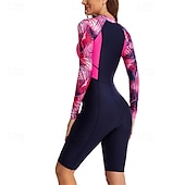 abordables Lycra de surf-Femme Maillot Anti UV Maillot de bain 1 pièce Poids Léger manche longue Le Maillot de corps Maillot de bain Zip sur le devant Natation Surf Plage Sports nautiques Imprimé Eté Printemps Automne