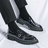 levne Poloformální-pánské zlaté metalické mokasíny s dvojitou přezkou a robustní podrážkou - stylové společenské boty pro formální i neformální příležitosti