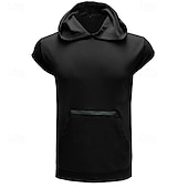 billiga grundläggande t-shirts-Herr Huvtröja Svart Vit Marinblå Brun Grön Huva Slät Grundläggande Ledigt Kläder Pull Tröjor